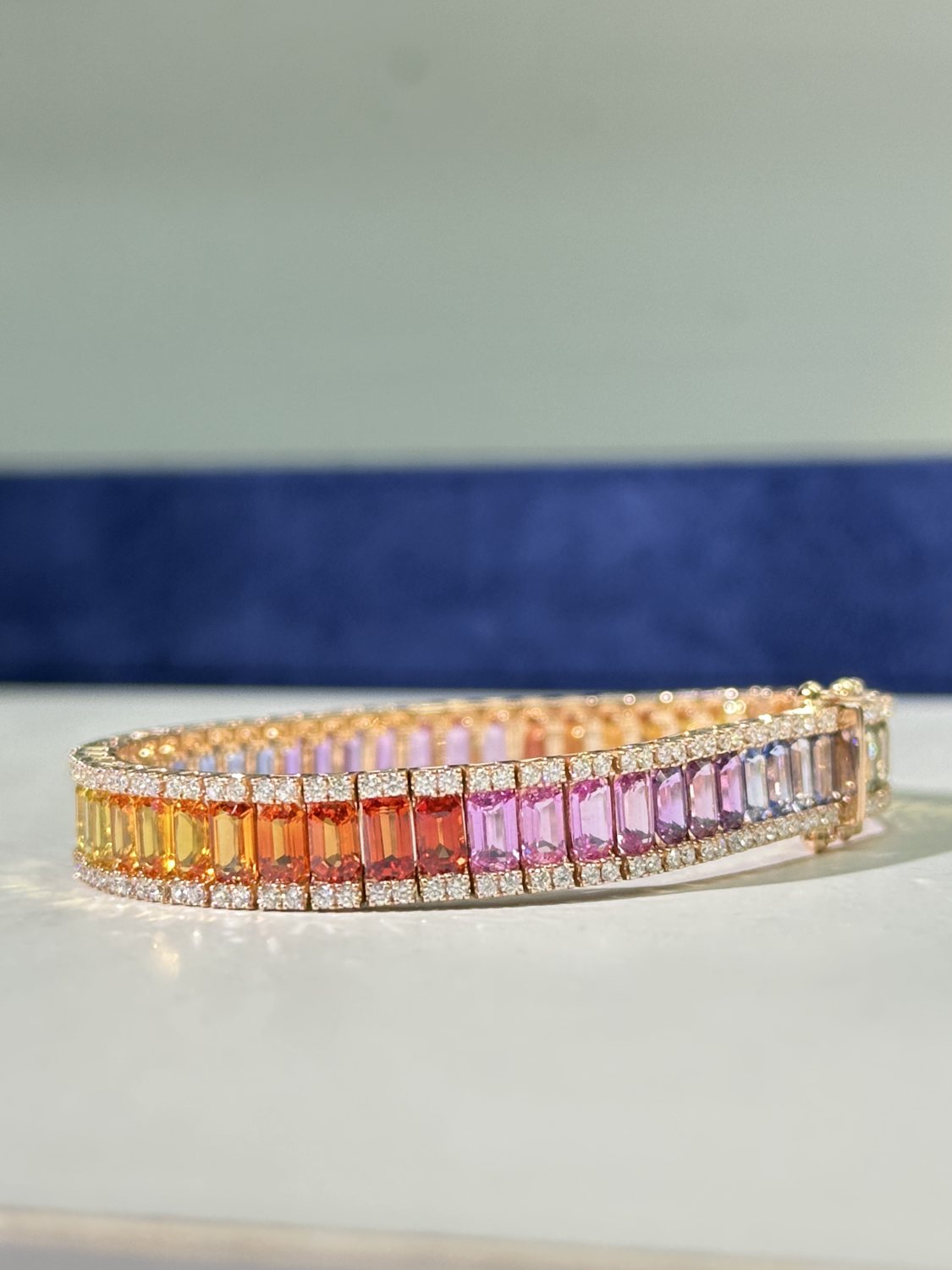 Rainbow sapphire bangle