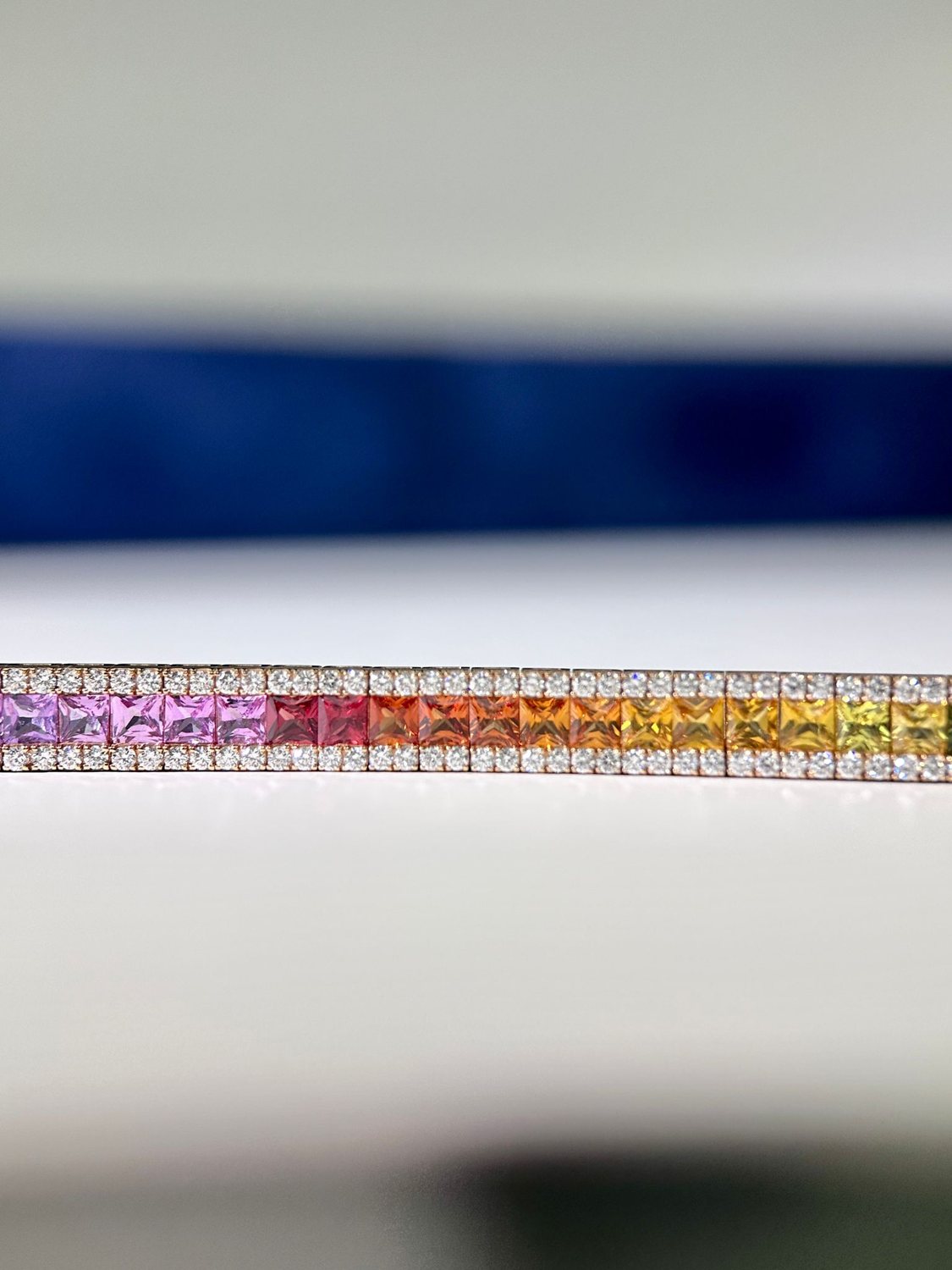 Rainbow sapphire tennis bracelet