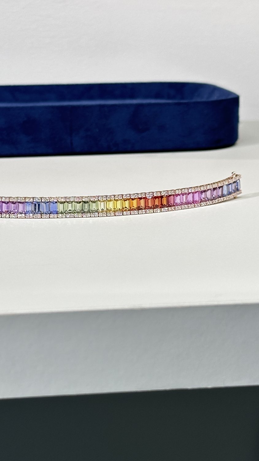 Rainbow sapphire tennis bracelet