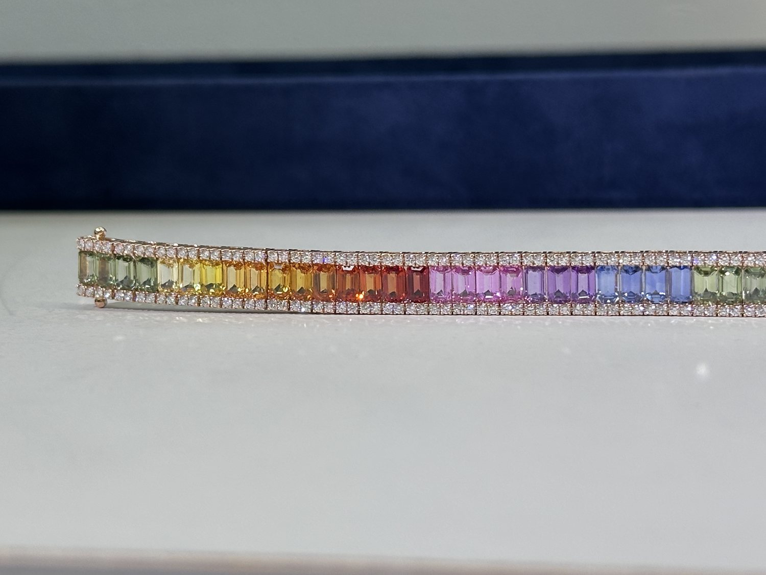 Rainbow sapphire tennis bracelet