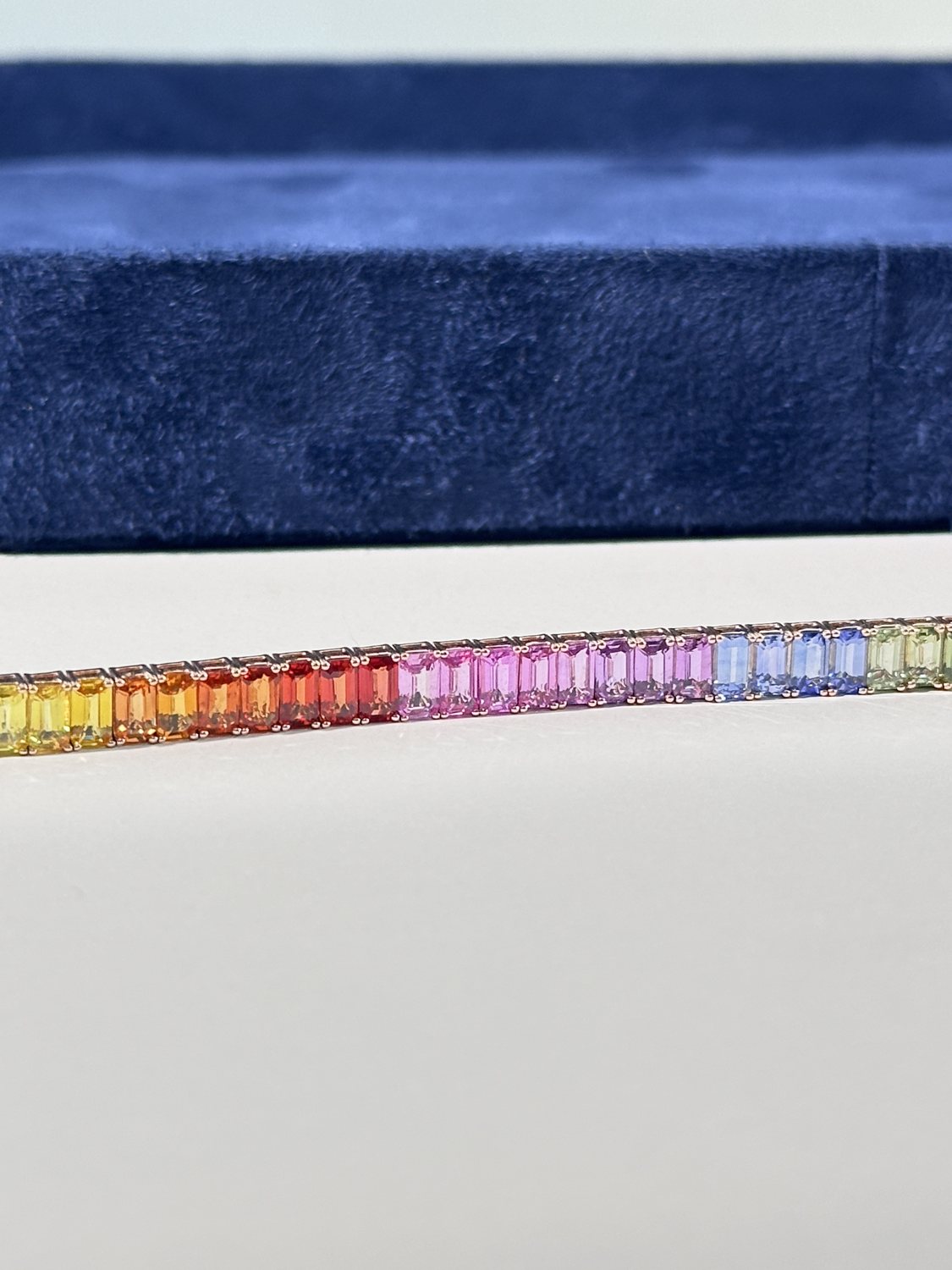 Rainbow sapphire tennis bracelet