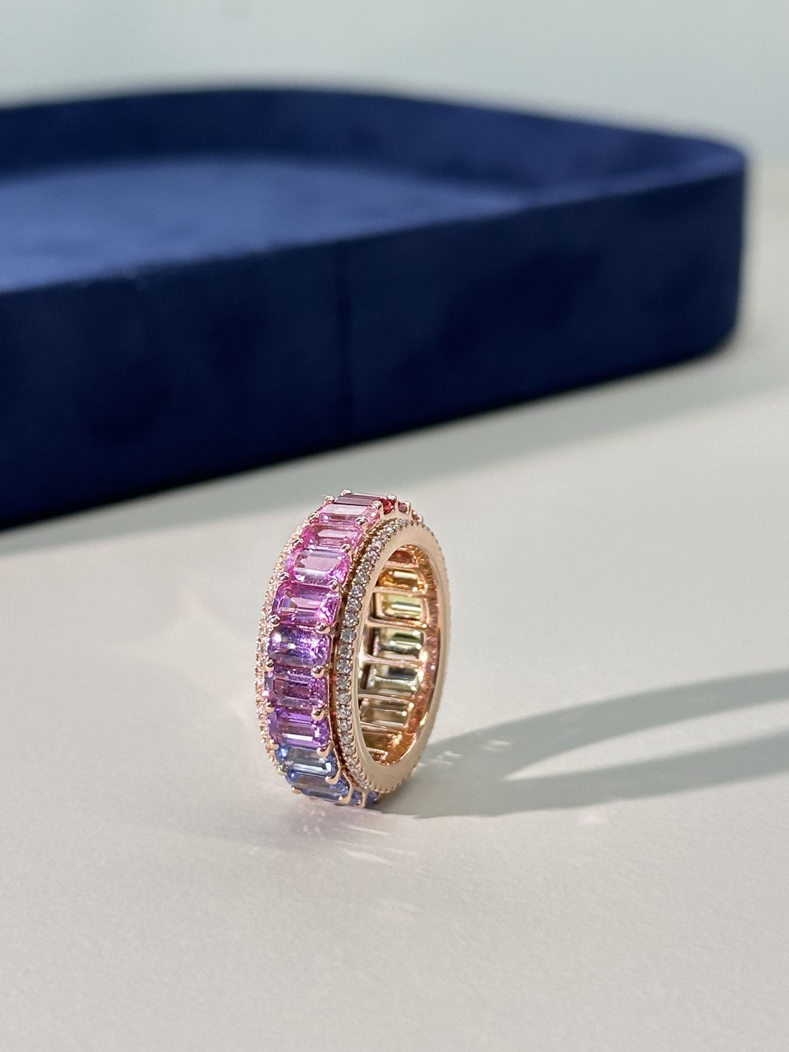 Pink sapphire eternity ring