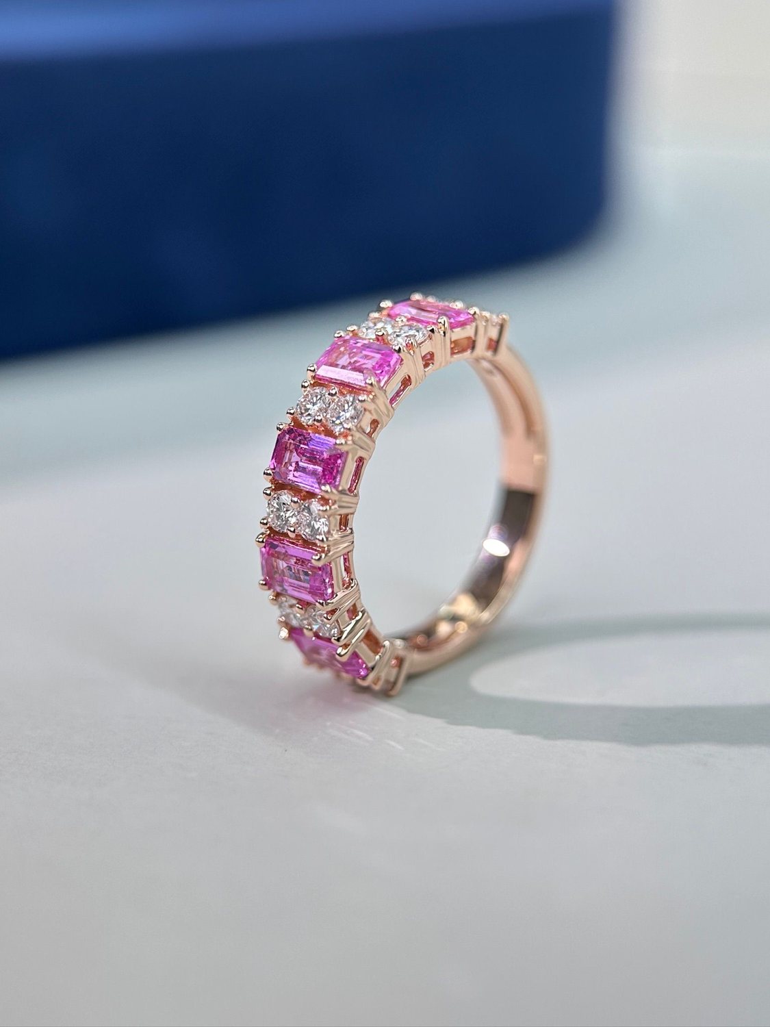 Rainbow sapphire eternity ring