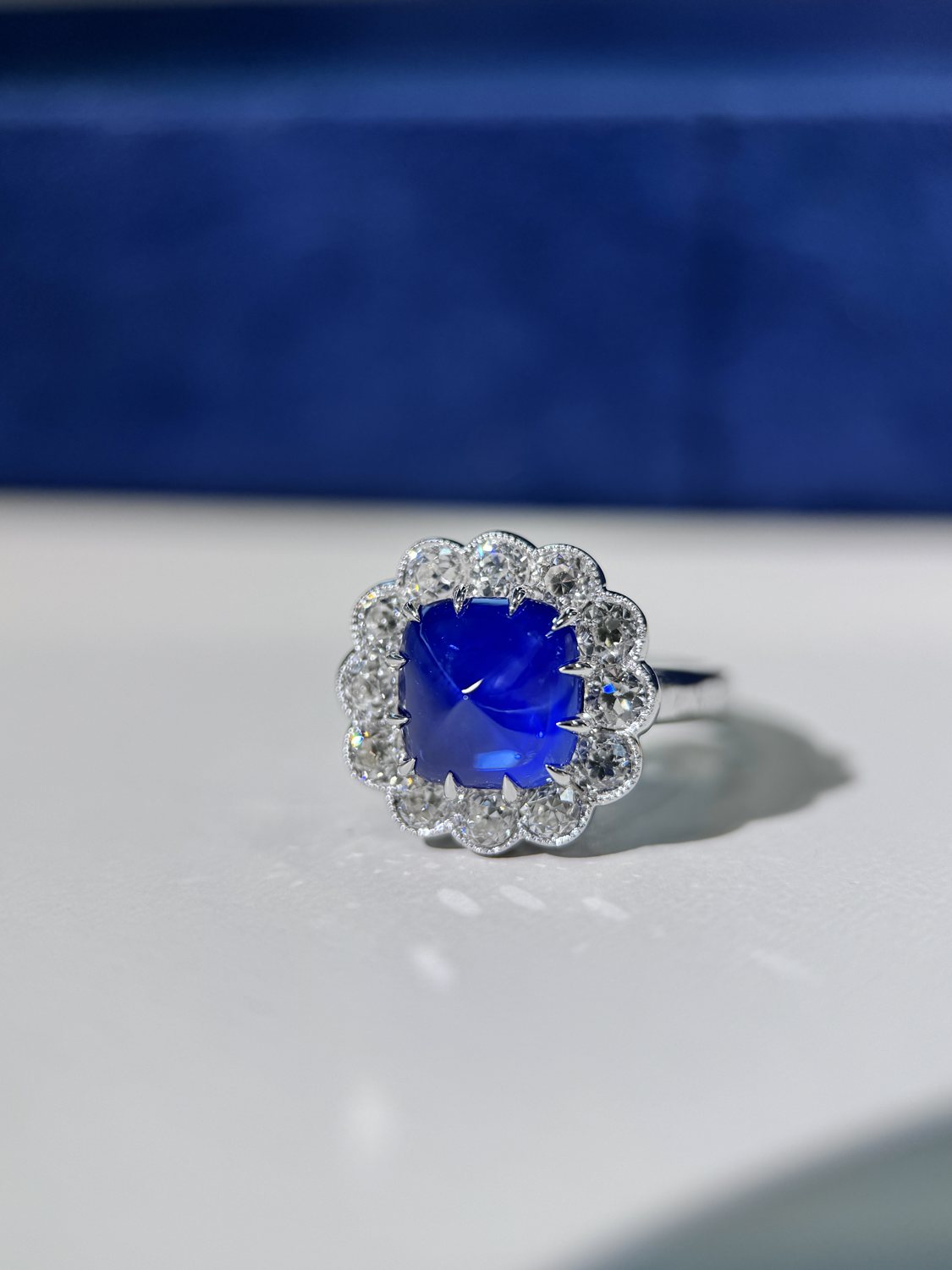 Sapphire halo ring